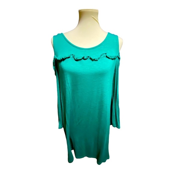 Lane Bryant Cold Shoulder Green Blouse - Picture 1 of 6